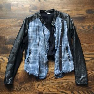 Free People faux leather and plaid jacket